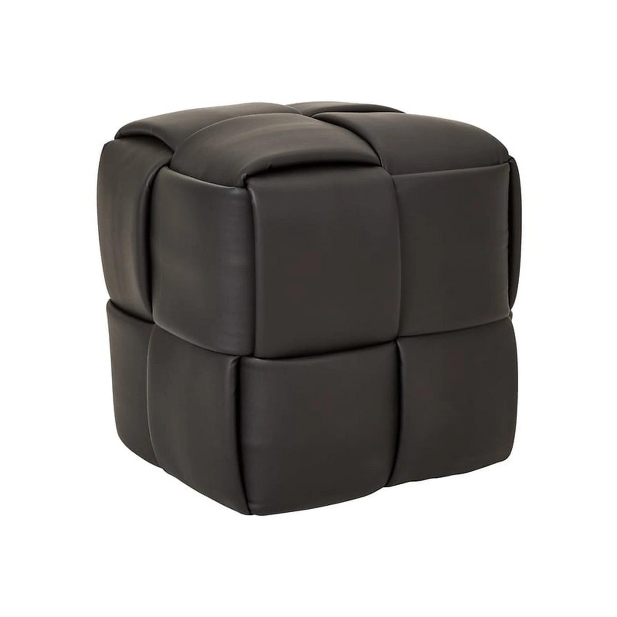 Taburet LUCA, negru, piele ecologica, 42x42x43 cm