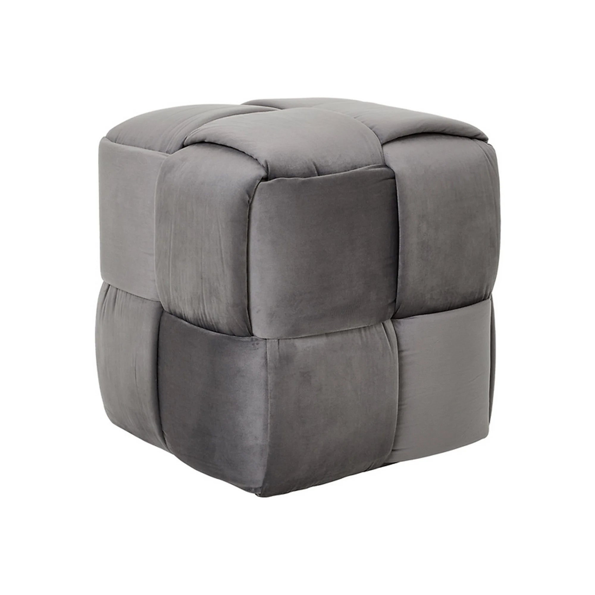 Taburet LUCA, stofa catifelata gri inchis, 42x42x43 cm