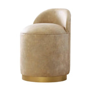 Taburet LUTON, bej/auriu, piele intoarsa, 45x45x50 cm