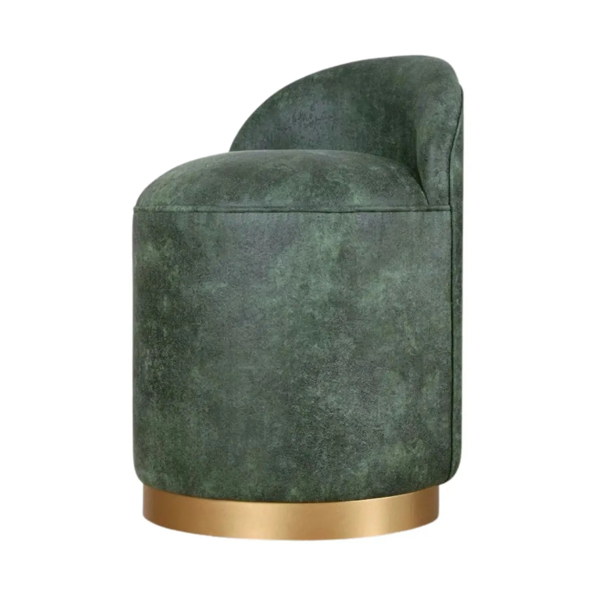 Taburet LUTON, verde/auriu, piele intoarsa, 45x45x50 cm