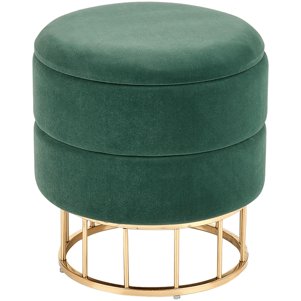 Taburet MINTY, stofa catifelata, verde inchis, cu spatiu de depozitare, 37x37x41 cm