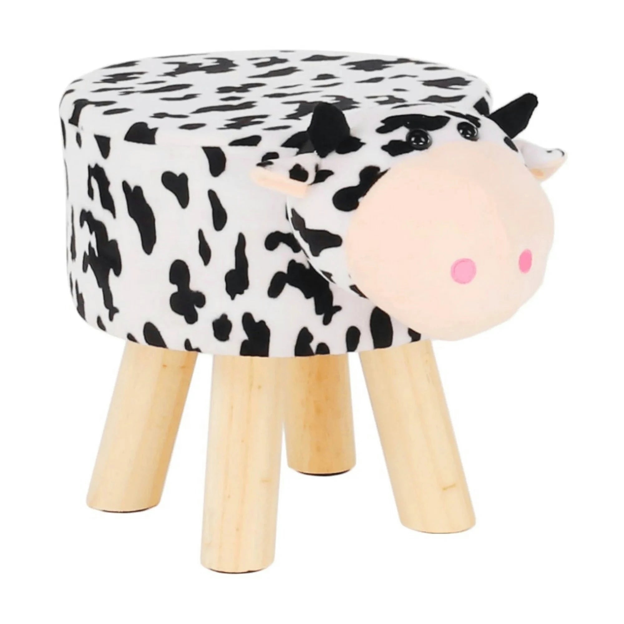 Taburet MOLLY, alb/negru, material textil/lemn, 47x28x31 cm