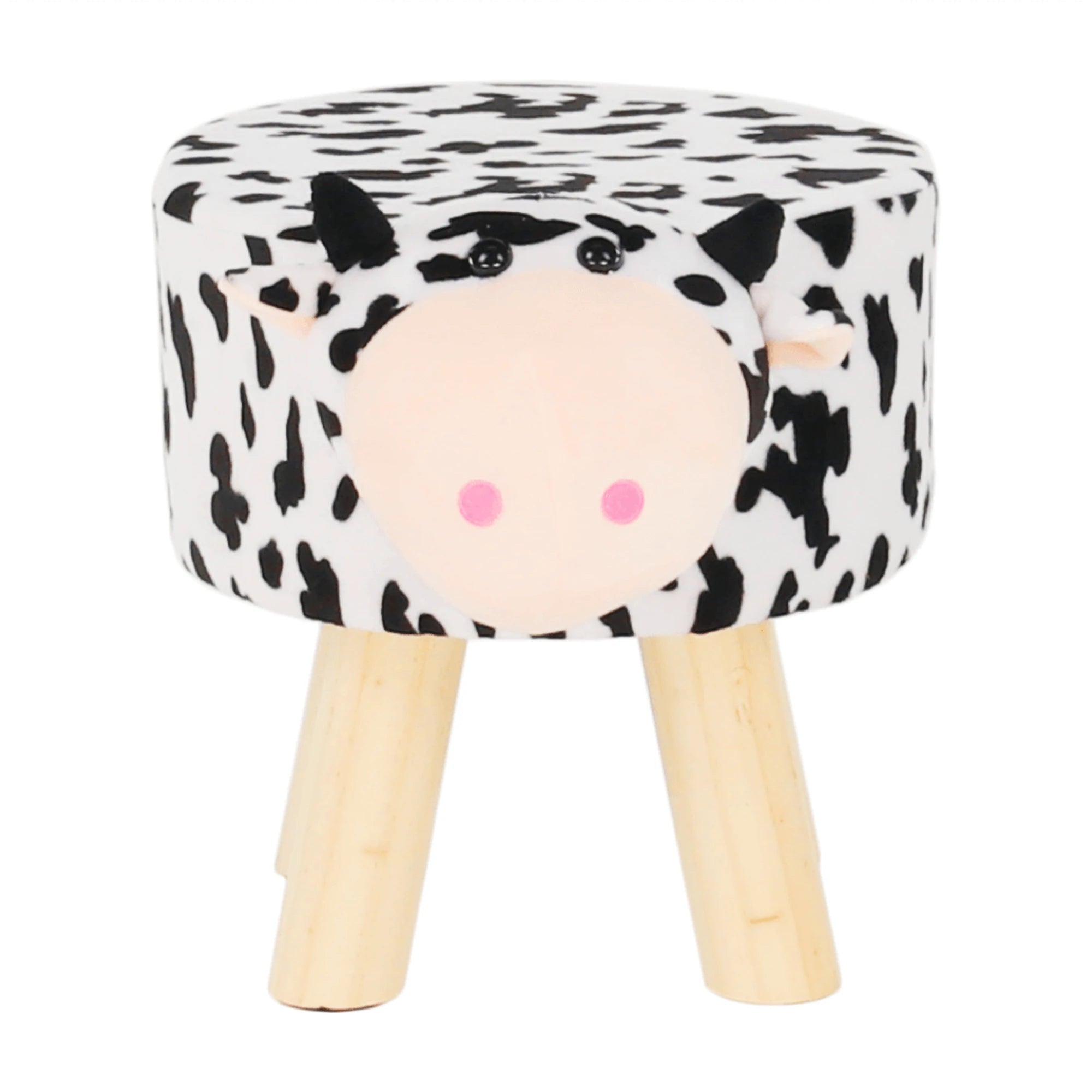 Taburet MOLLY, alb/negru, material textil/lemn, 47x28x31 cm