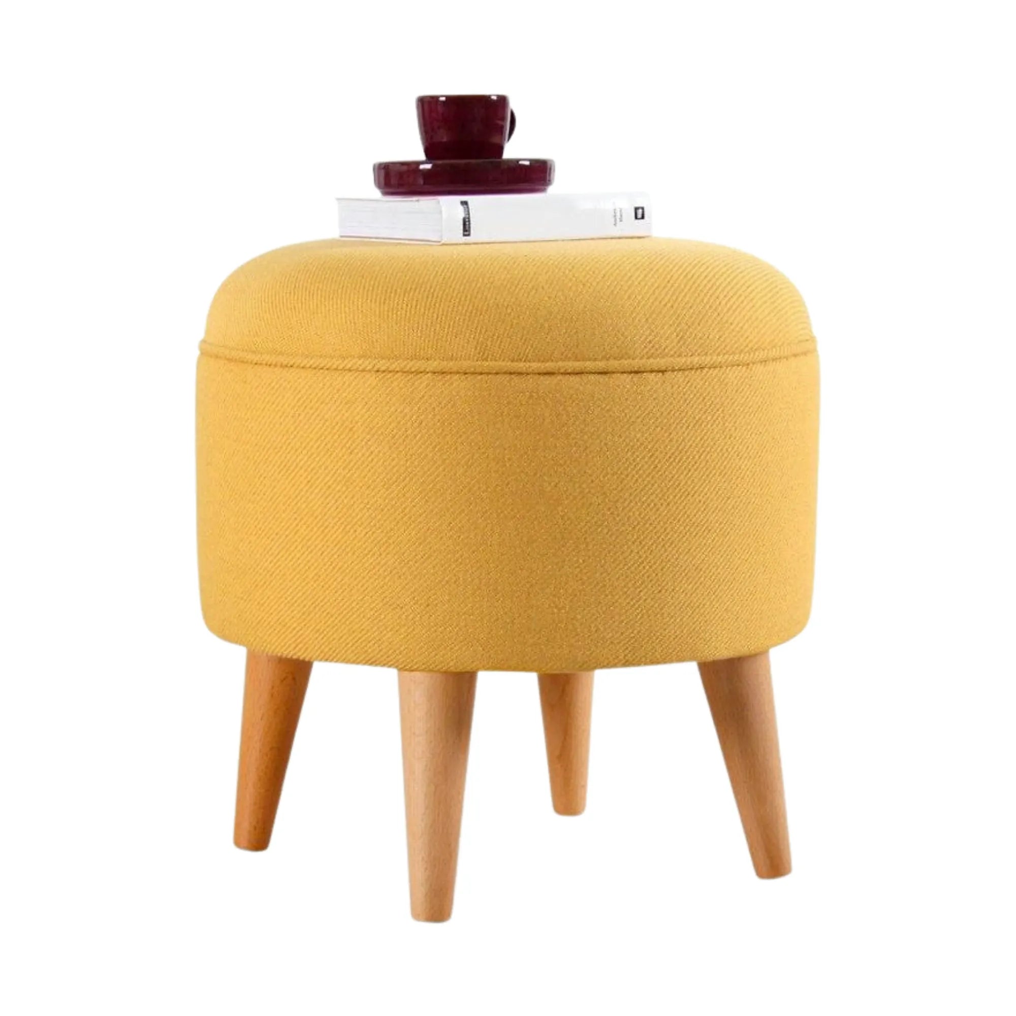 Taburet MOOUV 7090, stofa clasica, galben, 40x40x42 cm