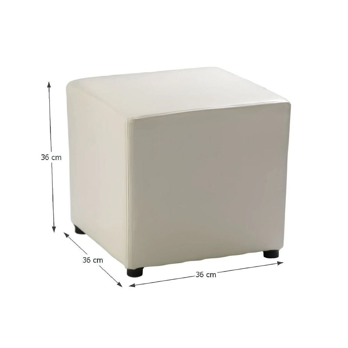 Taburet NIKI NEW, alb, piele ecologica, 36x36x36 cm