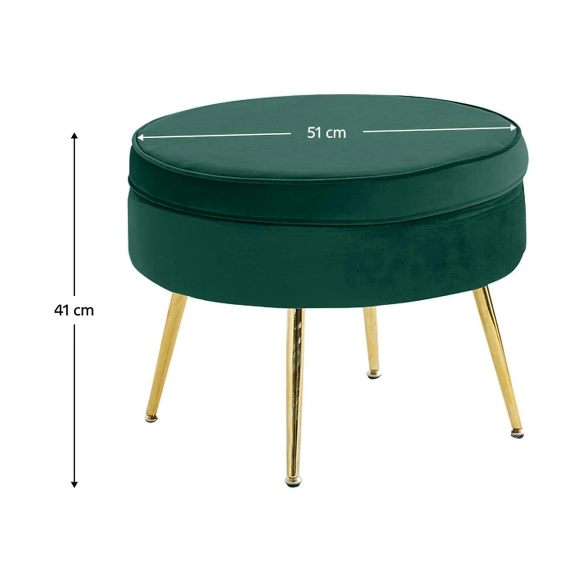 Taburet NOBLIN TIP 1, stofa catifelata verde smarald, 51x51x41 cm