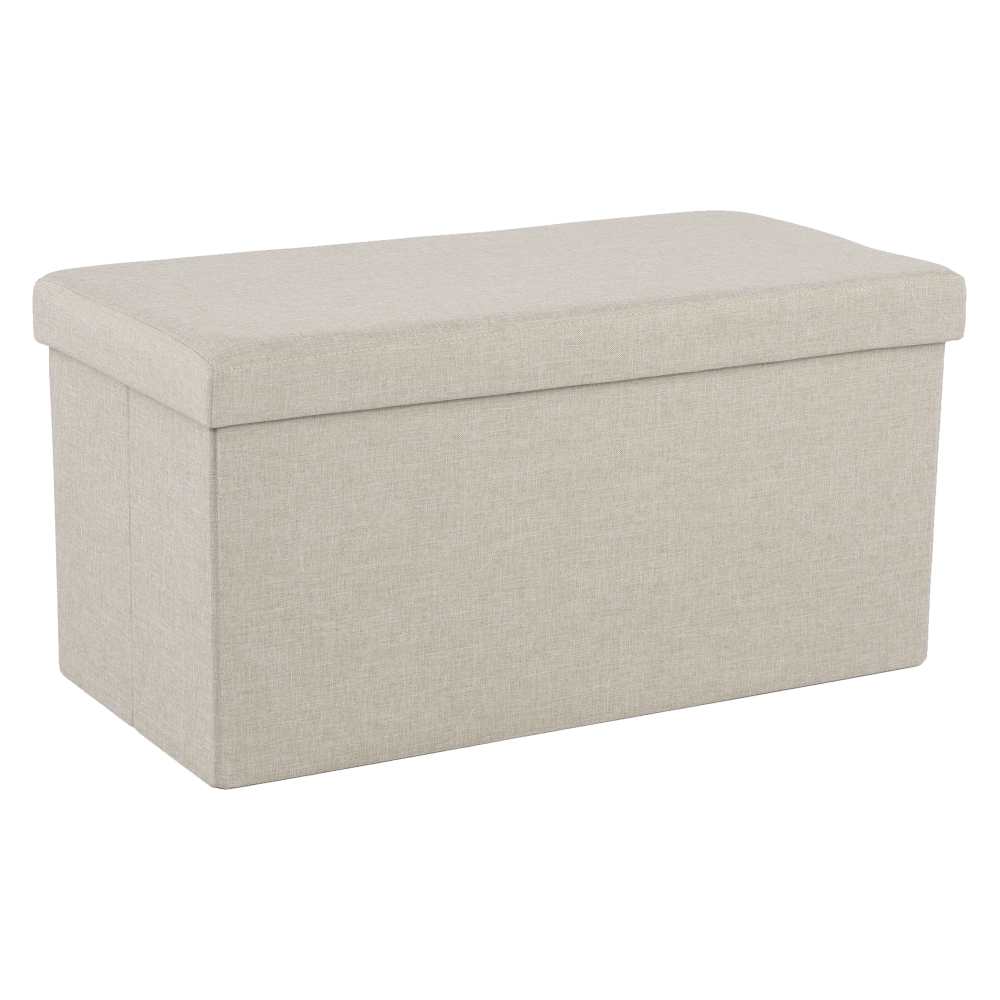 Taburet pliabil ORELIA, stofa clasica bej, cu spatiu depozitare, 76x38x38 cm