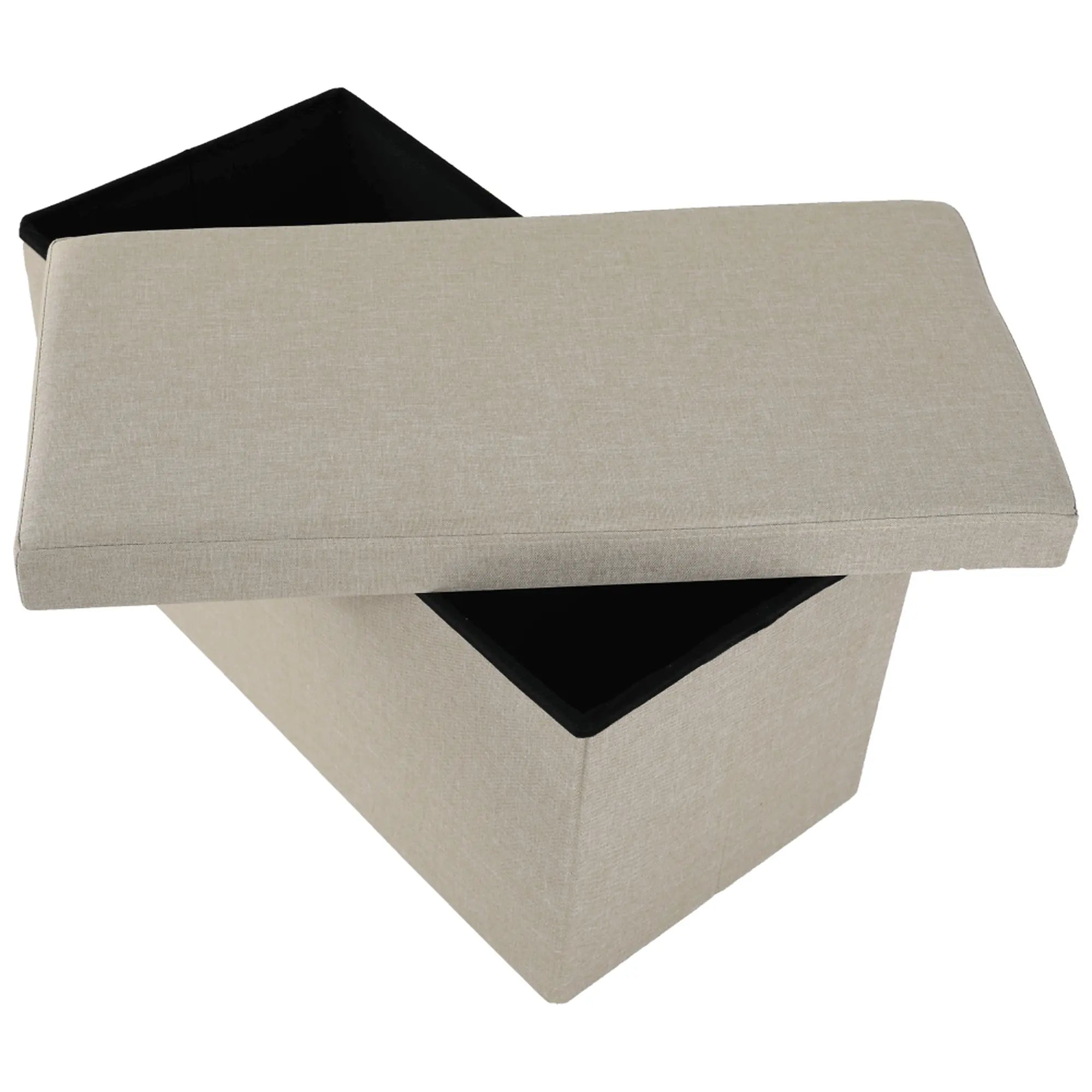 Taburet pliabil ORELIA, stofa clasica bej, cu spatiu depozitare, 76x38x38 cm