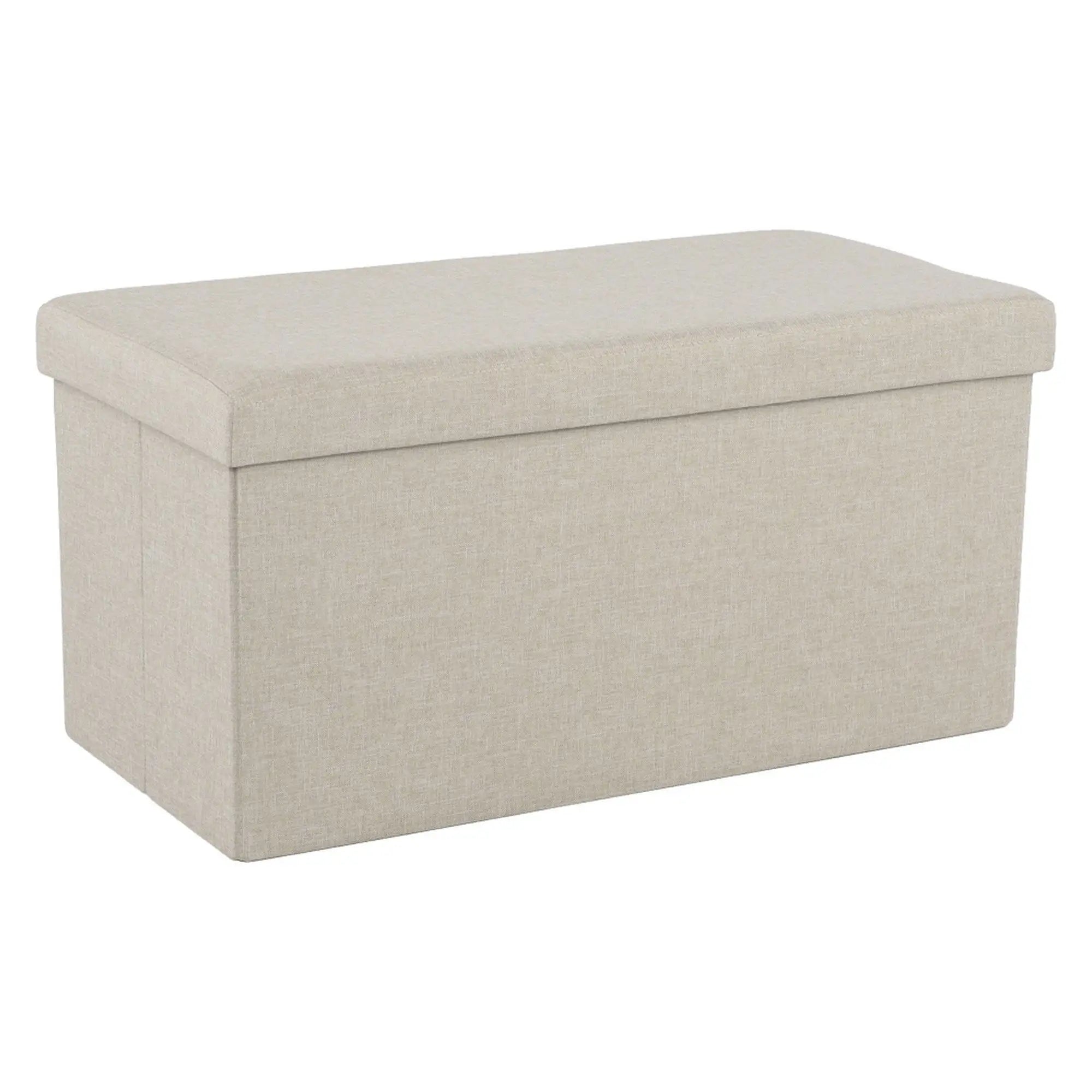 Taburet pliabil ORELIA, stofa clasica bej, cu spatiu depozitare, 76x38x38 cm