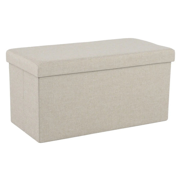 Taburet pliabil ORELIA, stofa clasica bej, cu spatiu depozitare, 76x38x38 cm