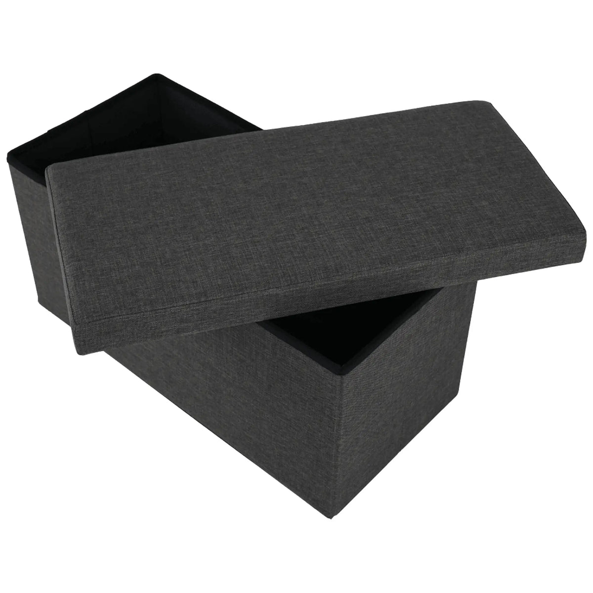 Taburet pliabil ORELIA, stofa clasica gri inchis, cu spatiu depozitare, 76x38x38 cm