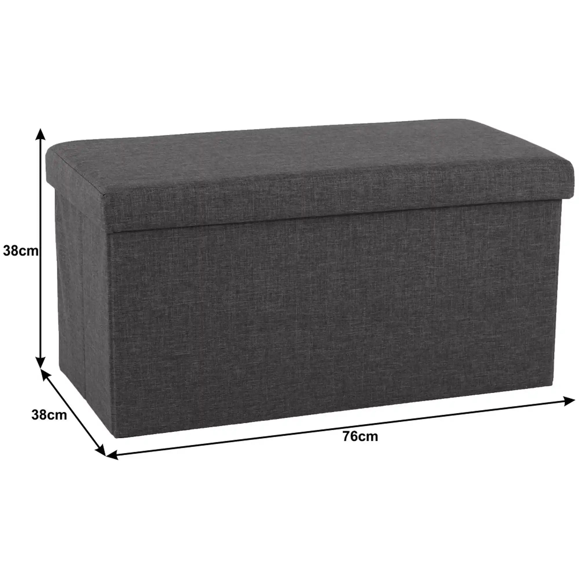 Taburet pliabil ORELIA, stofa clasica gri inchis, cu spatiu depozitare, 76x38x38 cm