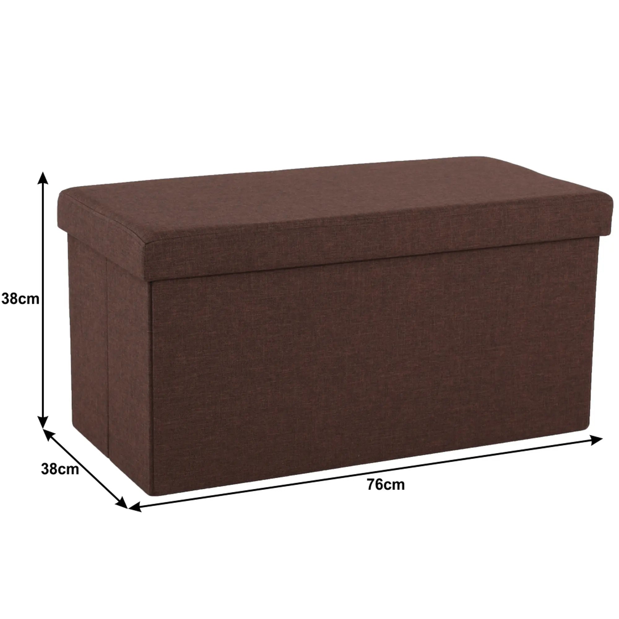 Taburet pliabil ORELIA, stofa clasica maro, cu spatiu depozitare, 76x38x38 cm