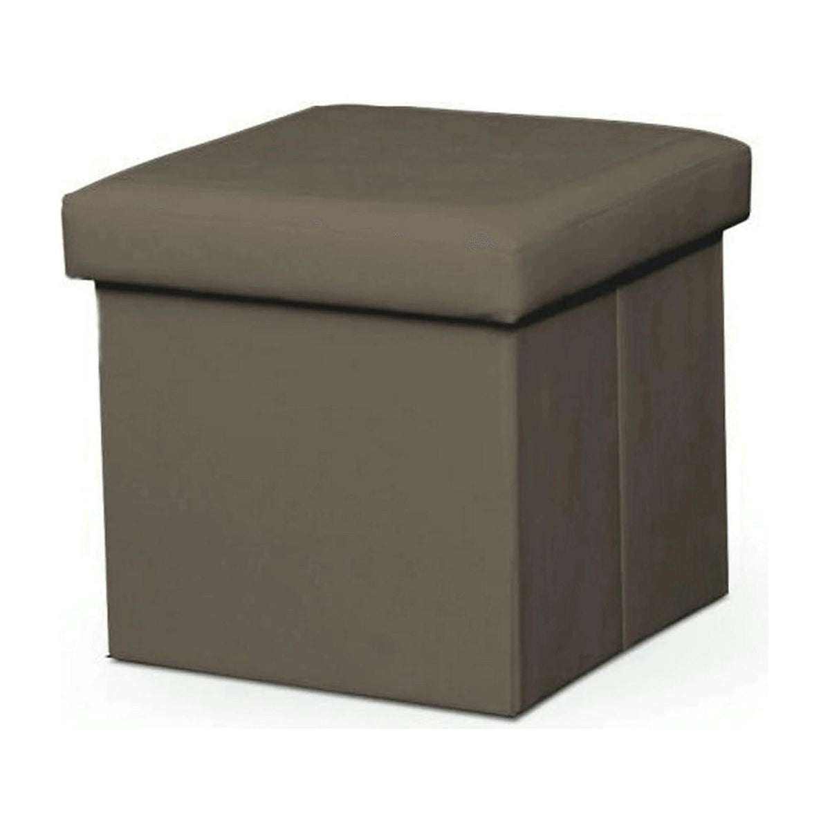 Taburet pliabil TELA NEW, maro deschis, piele ecologica, cu spatiu depozitare, 40x40x37 cm