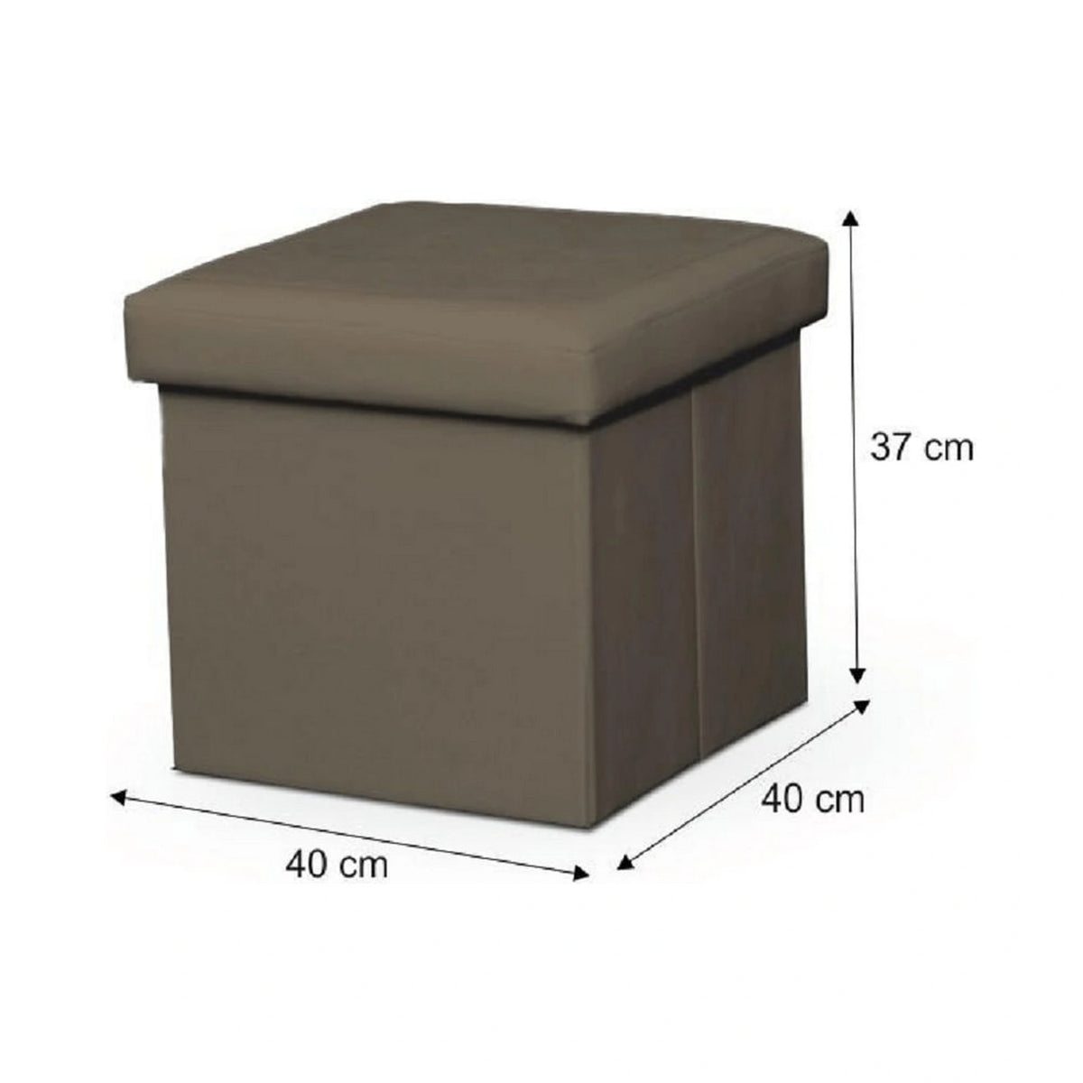 Taburet pliabil TELA NEW, maro deschis, piele ecologica, cu spatiu depozitare, 40x40x37 cm