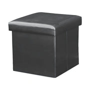 Taburet pliabil TELA NEW, negru, piele ecologica, cu spatiu depozitare, 40x40x37 cm