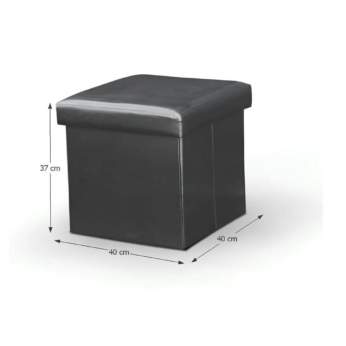 Taburet pliabil TELA NEW, negru, piele ecologica, cu spatiu depozitare, 40x40x37 cm
