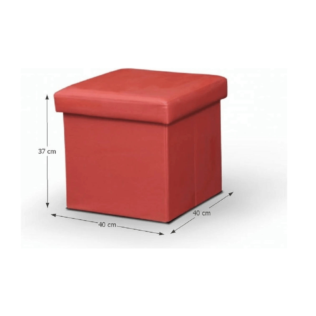 Taburet pliabil TELA NEW, rosu, piele ecologica, cu spatiu depozitare, 40x40x37 cm
