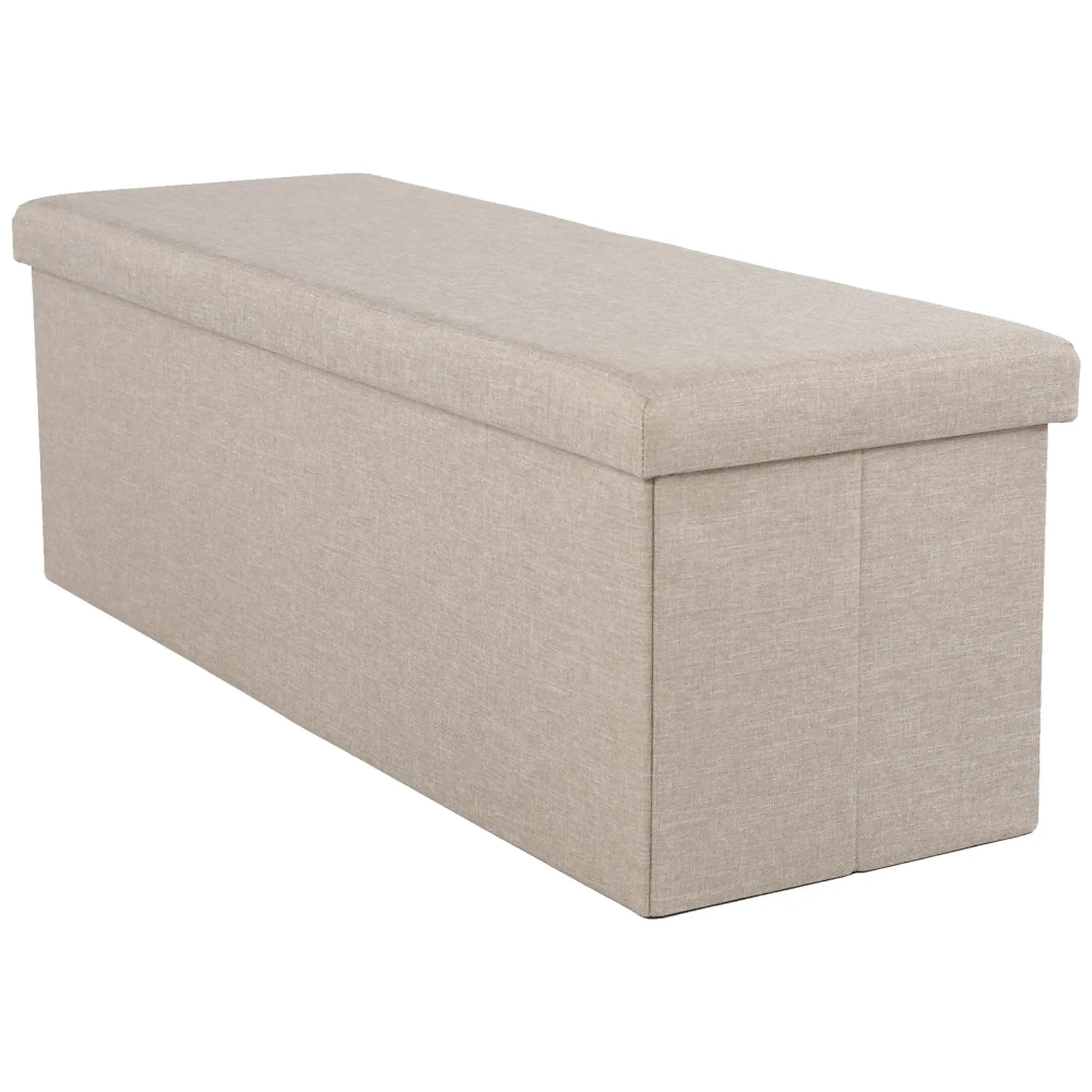 Taburet pliabil UMINA, stofa clasica bej, cu spatiu depozitare, 114x38x38 cm