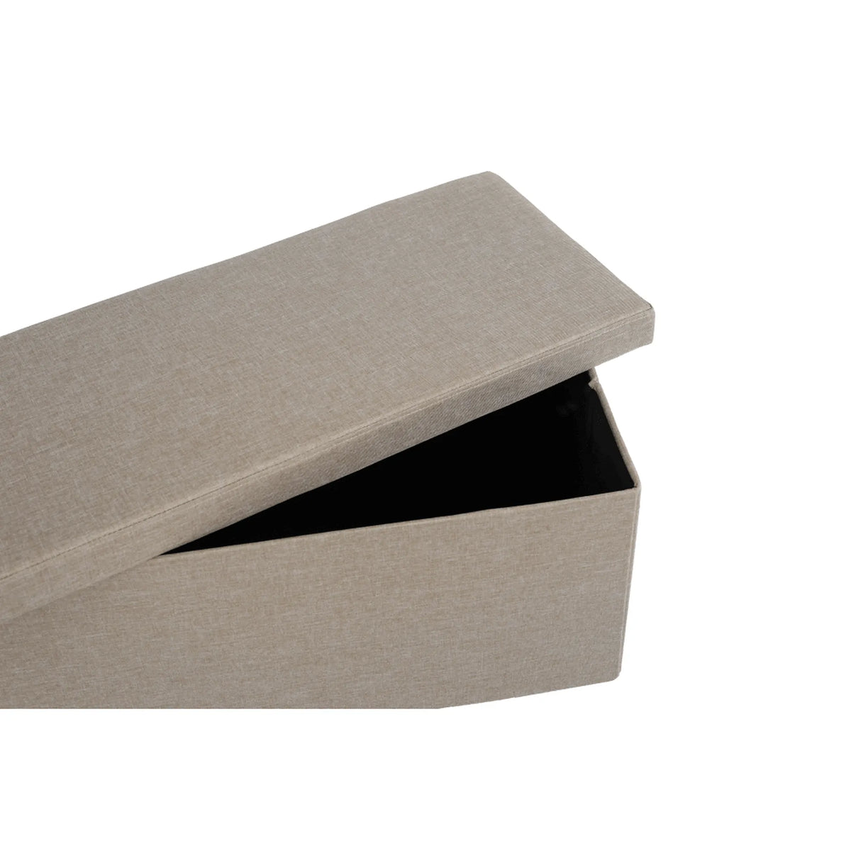 Taburet pliabil UMINA, stofa clasica bej, cu spatiu depozitare, 114x38x38 cm