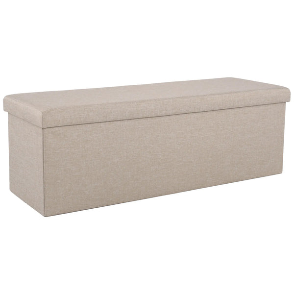 Taburet pliabil UMINA, stofa clasica bej, cu spatiu depozitare, 114x38x38 cm