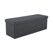 Taburet pliabil UMINA, stofa clasica gri inchis, cu spatiu depozitare, 114x38x38 cm