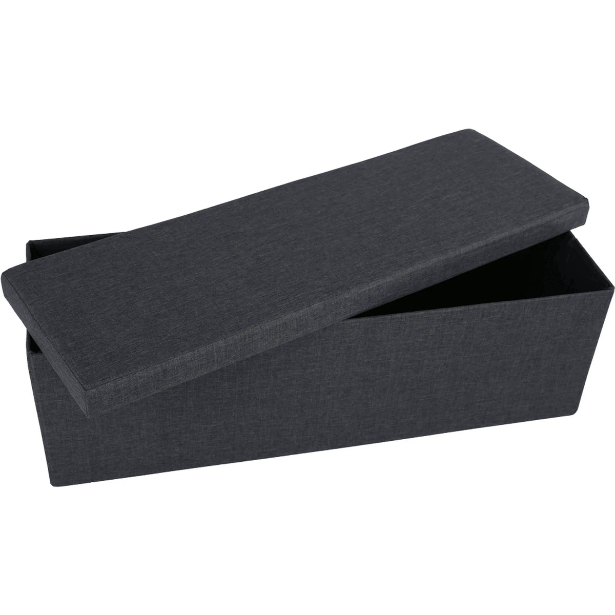 Taburet pliabil UMINA, stofa clasica gri inchis, cu spatiu depozitare, 114x38x38 cm
