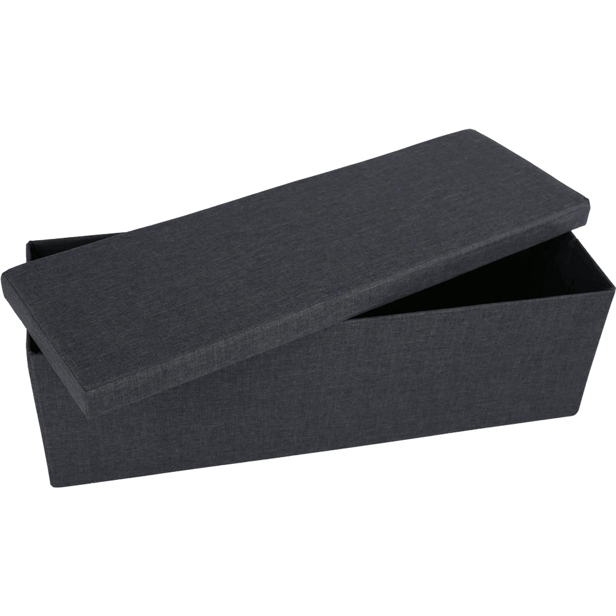 Taburet pliabil UMINA, stofa clasica gri inchis, cu spatiu depozitare, 114x38x38 cm