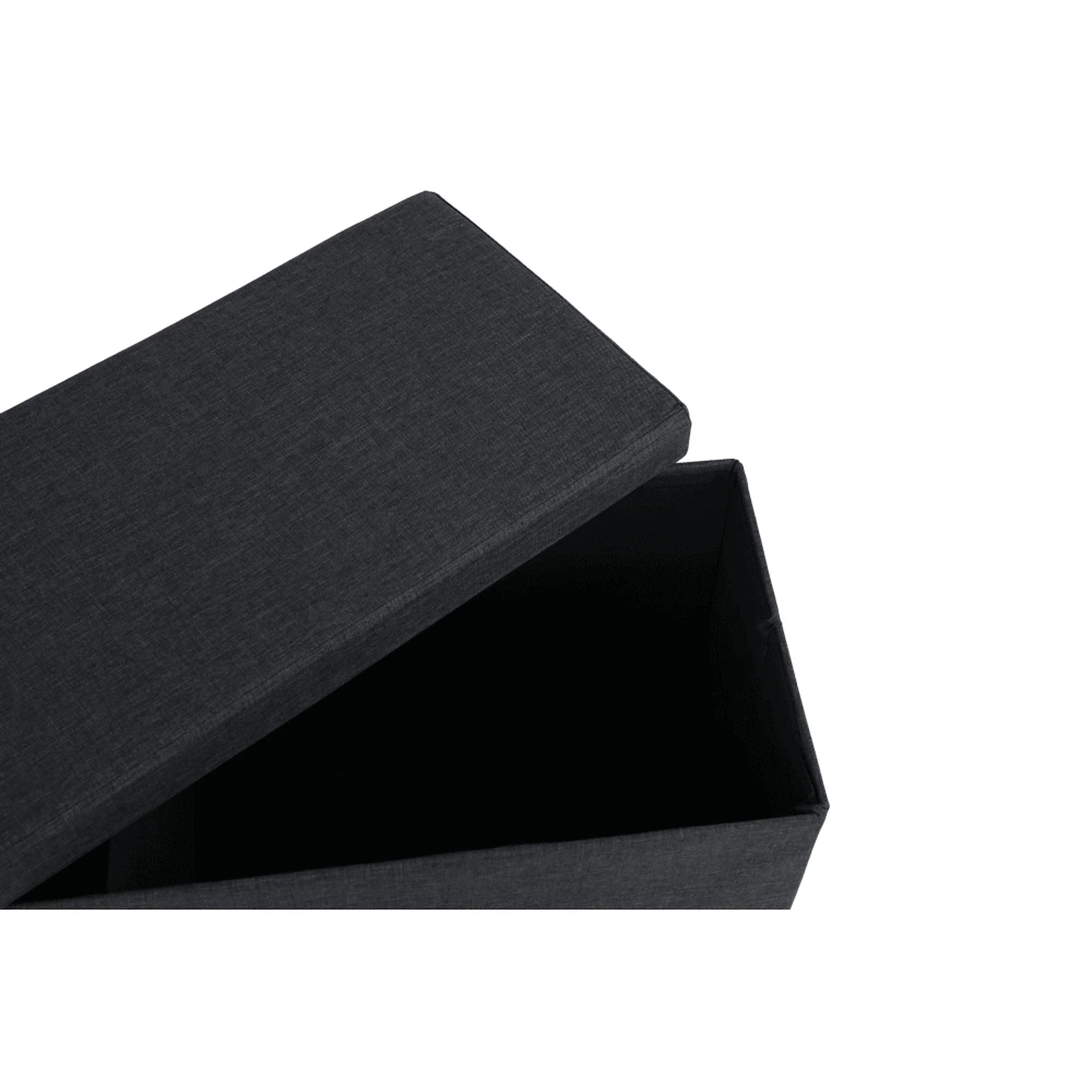 Taburet pliabil UMINA, stofa clasica gri inchis, cu spatiu depozitare, 114x38x38 cm