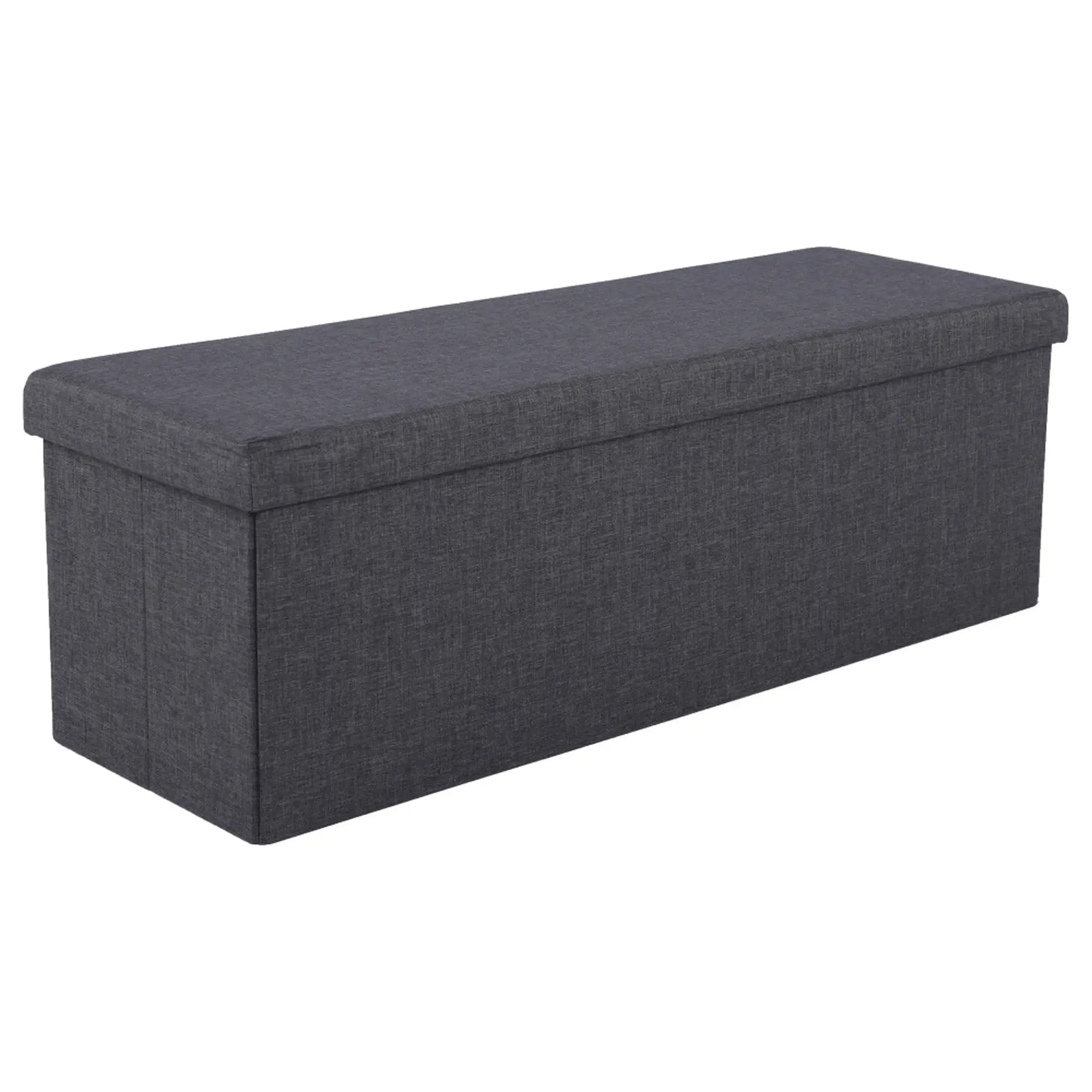 Taburet pliabil UMINA, stofa clasica gri inchis, cu spatiu depozitare, 114x38x38 cm