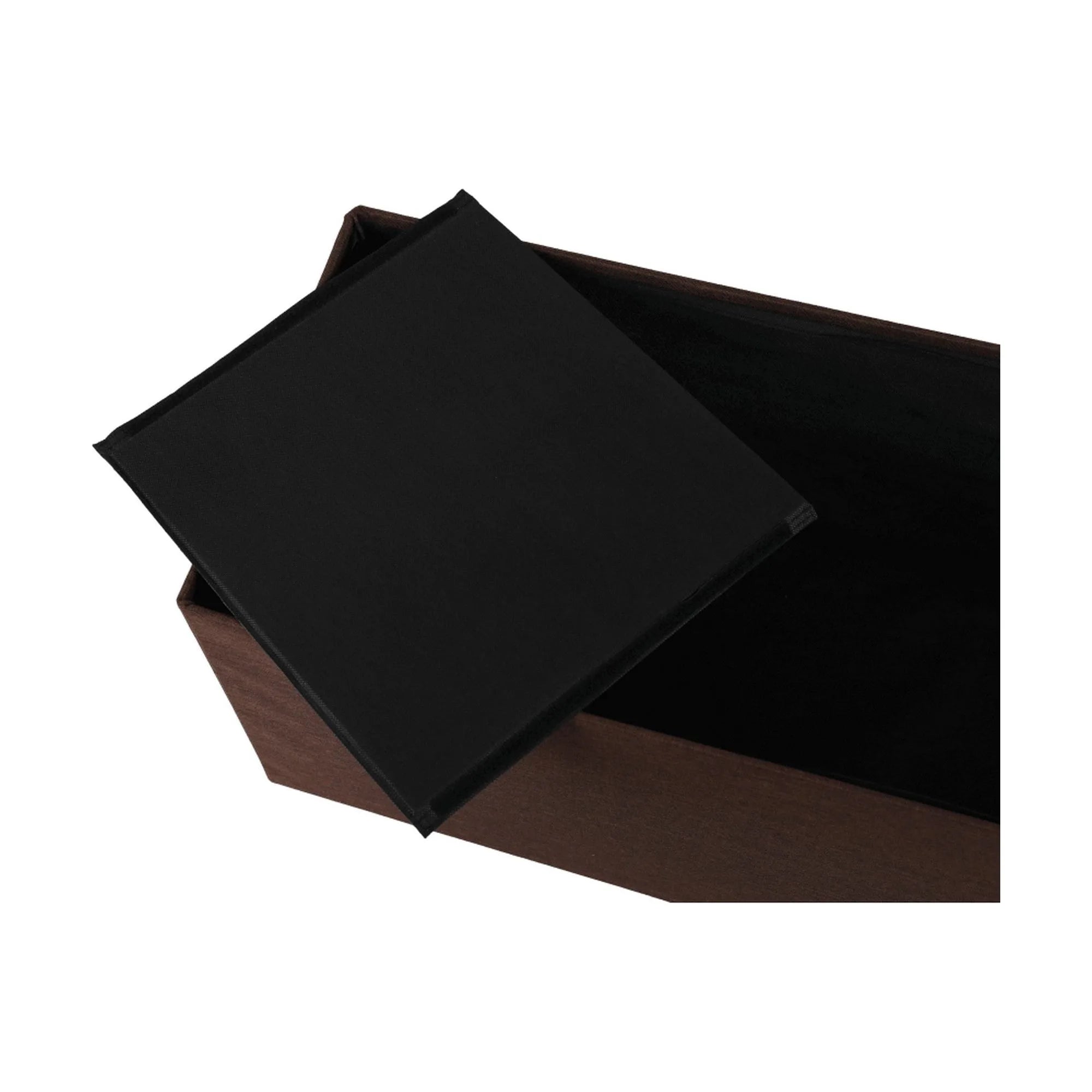 Taburet pliabil UMINA,stofa clasica maro inchis, cu spatiu depozitare, 114x38x38 cm