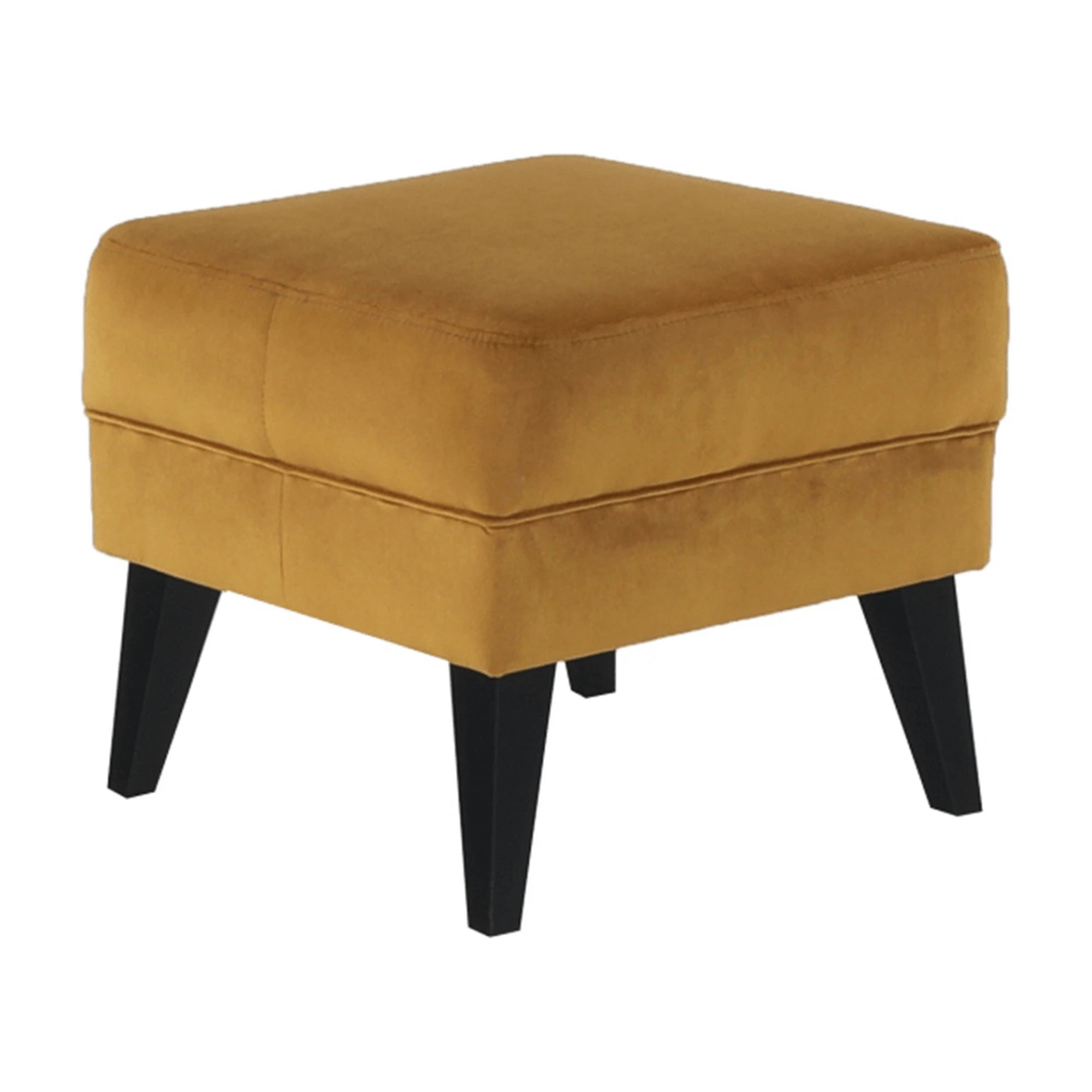 Taburet RODEZA, stofa catifelata, galben, 50x50x43 cm