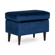 Taburet RON, stofa catifelata albastru inchis - Bluvel 86, 60x40x44 cm
