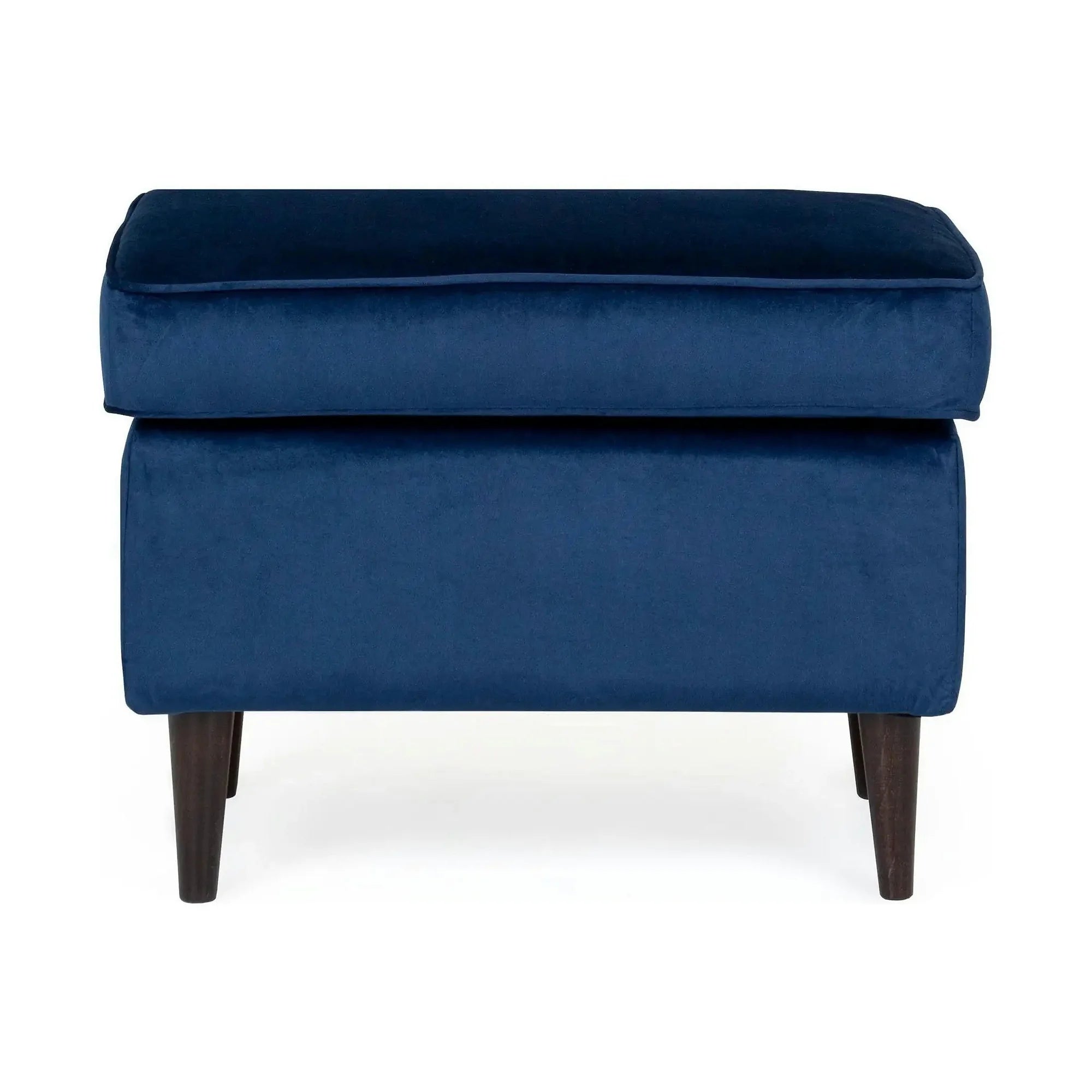 Taburet RON, stofa catifelata albastru inchis - Bluvel 86, 60x40x44 cm