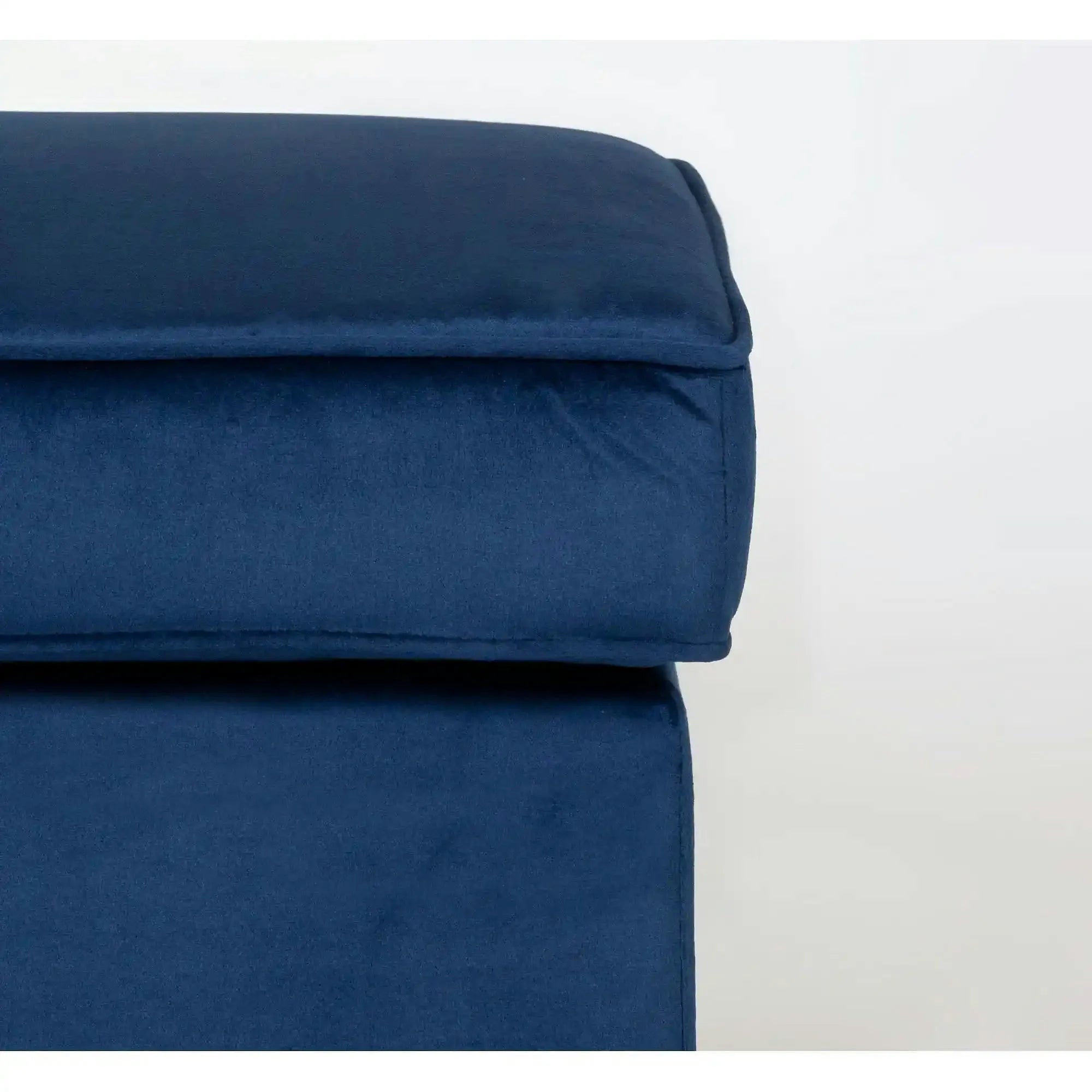 Taburet RON, stofa catifelata albastru inchis - Bluvel 86, 60x40x44 cm