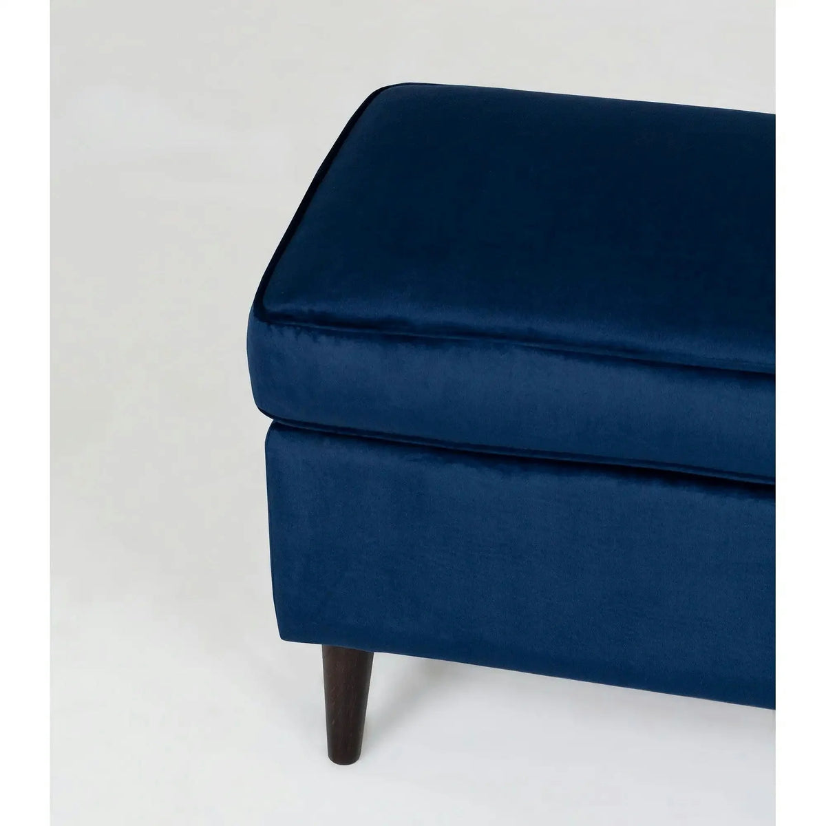 Taburet RON, stofa catifelata albastru inchis - Bluvel 86, 60x40x44 cm