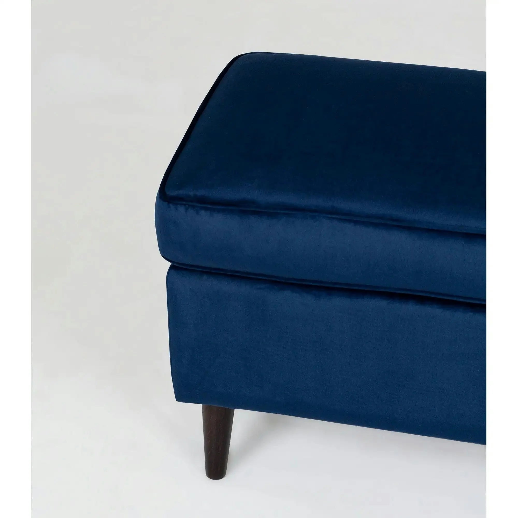 Taburet RON, stofa catifelata albastru inchis - Bluvel 86, 60x40x44 cm