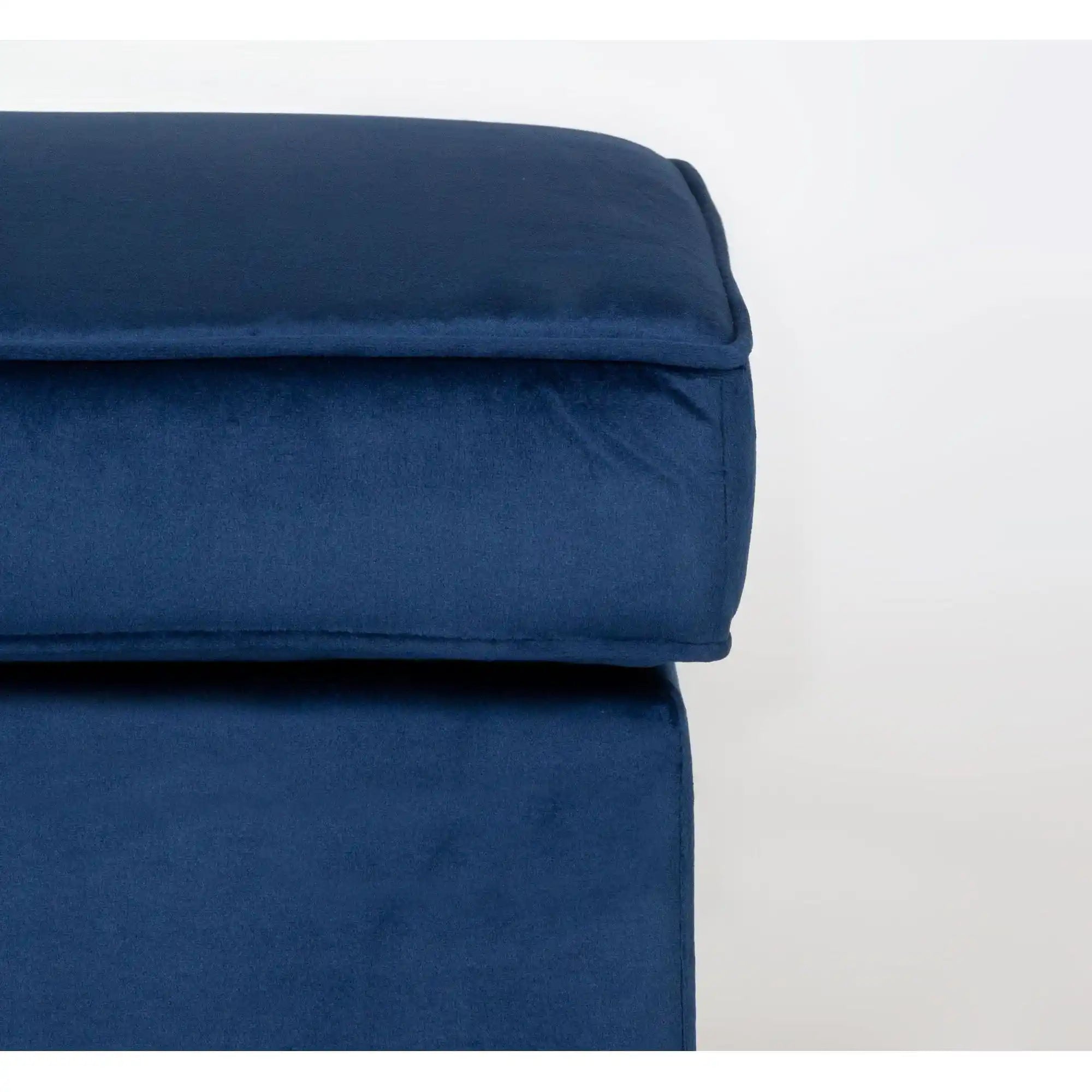 Taburet RON, stofa catifelata albastru inchis - Bluvel 86, 60x40x44 cm