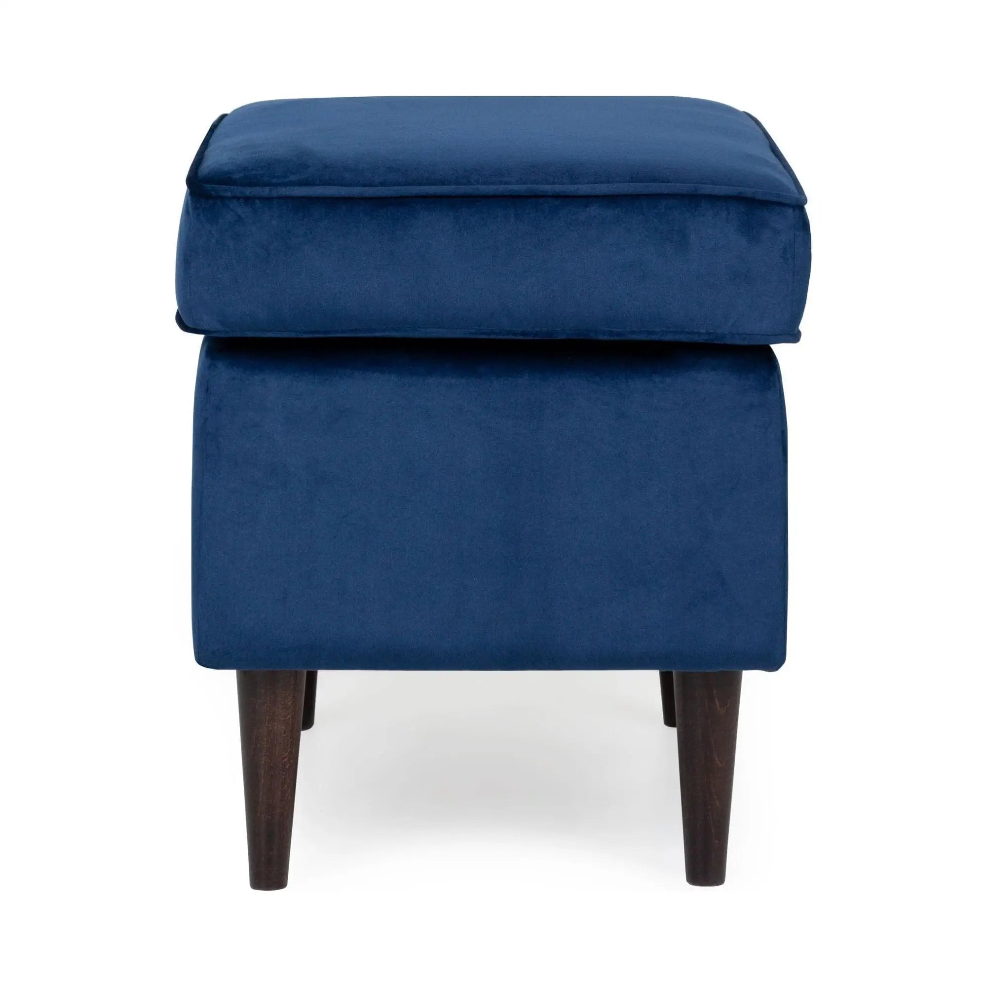 Taburet RON, stofa catifelata albastru inchis - Bluvel 86, 60x40x44 cm