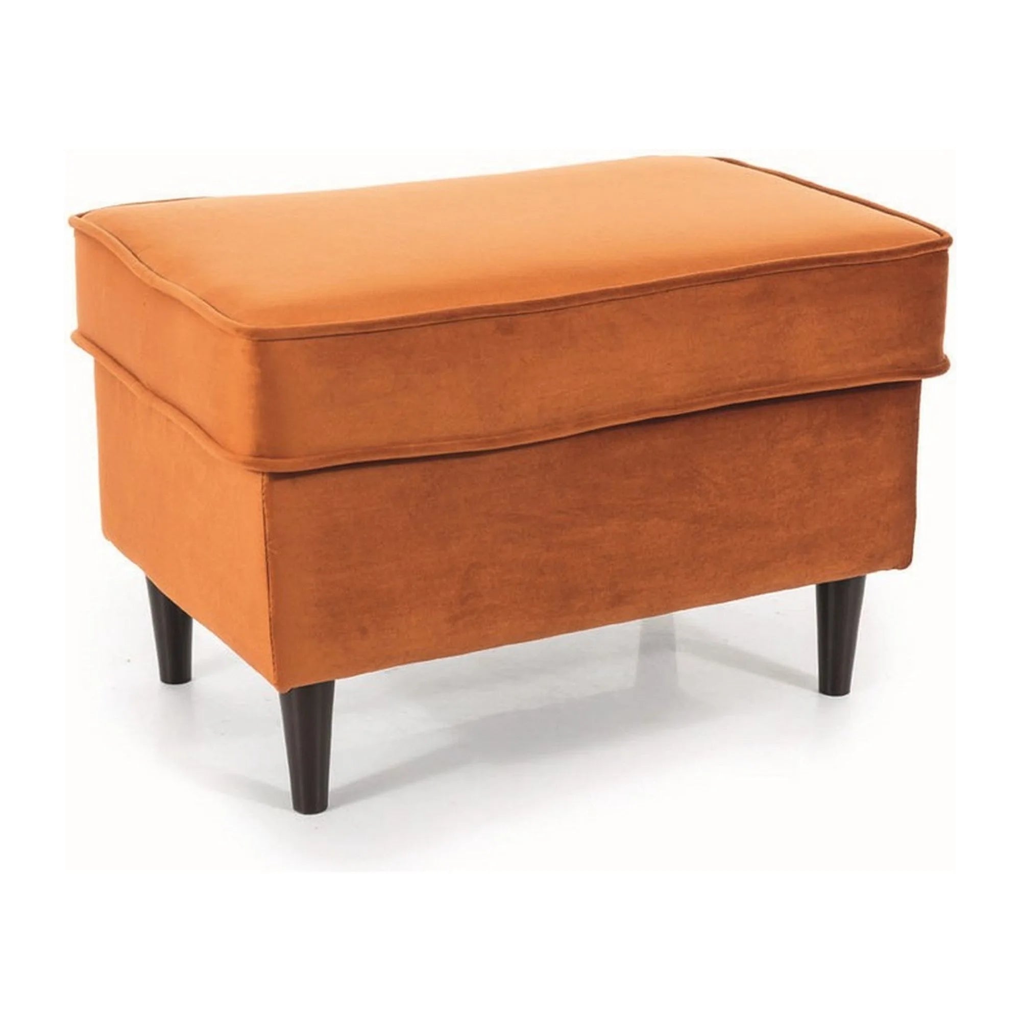 Taburet RON, stofa catifelata caramiziu, 60x40x43 cm