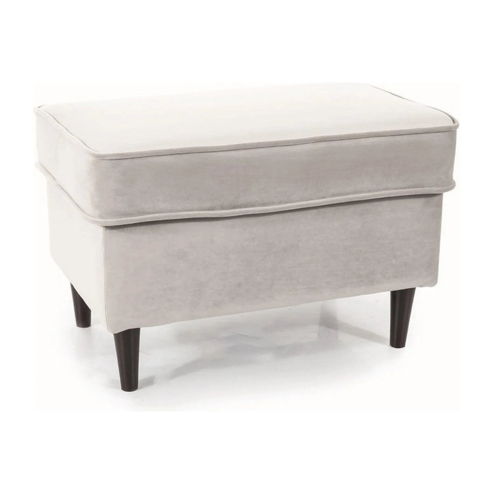 Taburet RON, stofa catifelata gri deschis, 60x40x43 cm