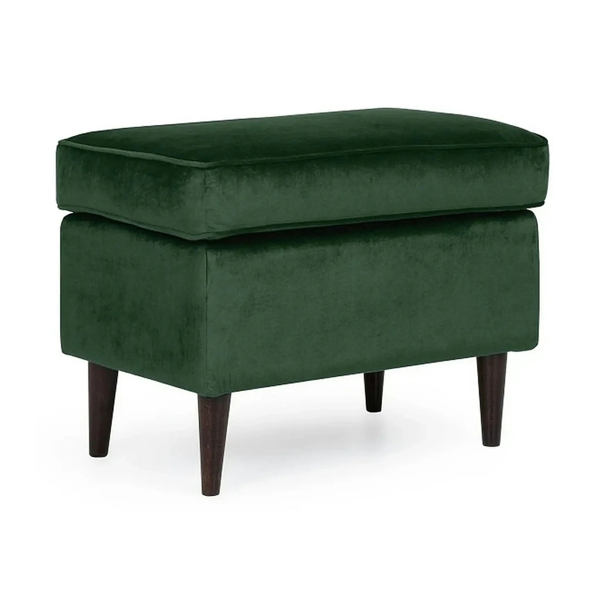 Taburet RON, stofa catifelata verde inchis, 60x40x43 cm