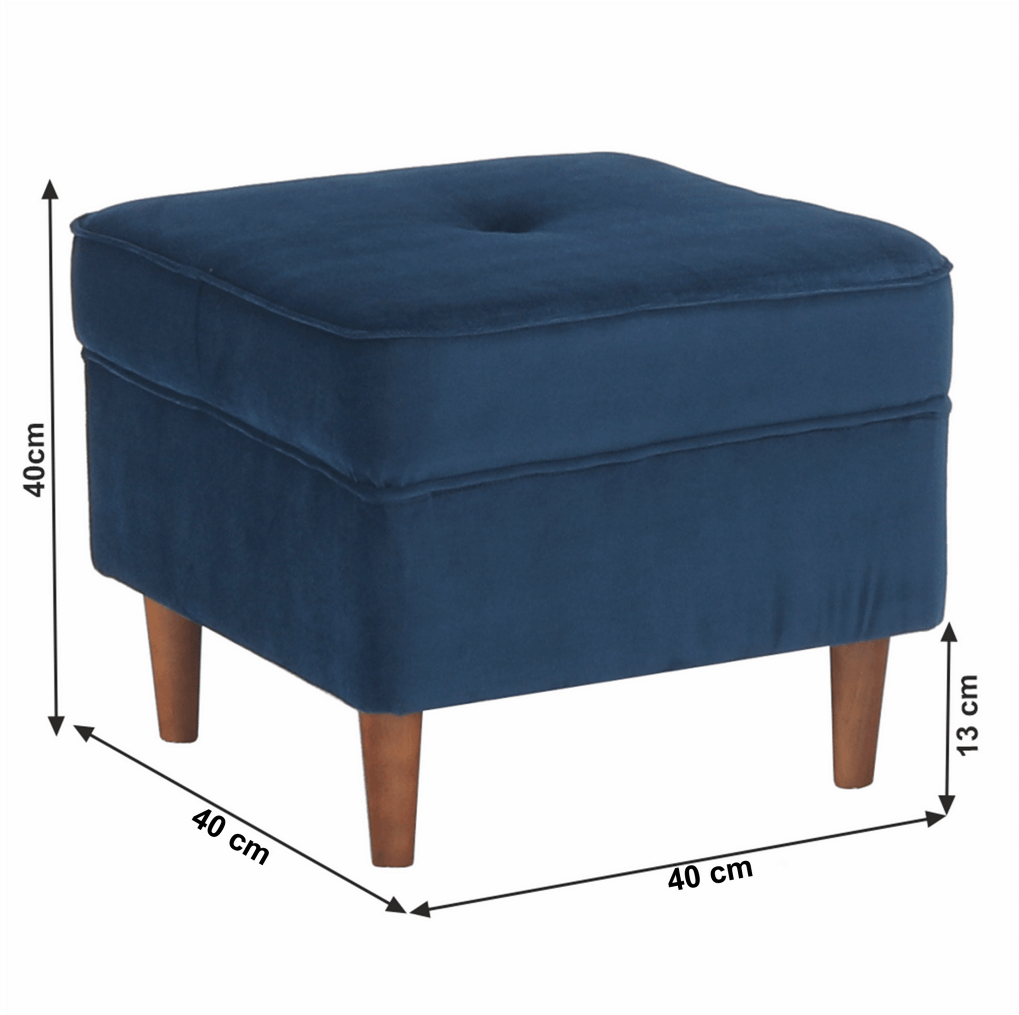 Taburet RUFINO 3 NEW, stofa catifelata albastru inchis, 40x40x40 cm