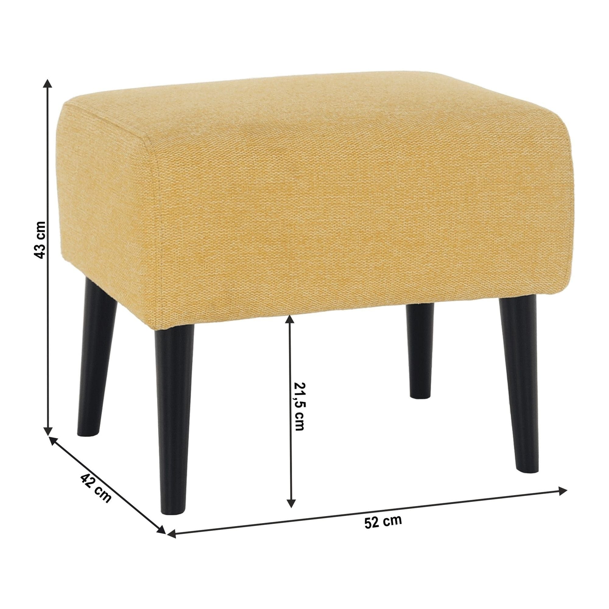 Taburet SAMY, stofa clasica galben, 52x42x43 cm