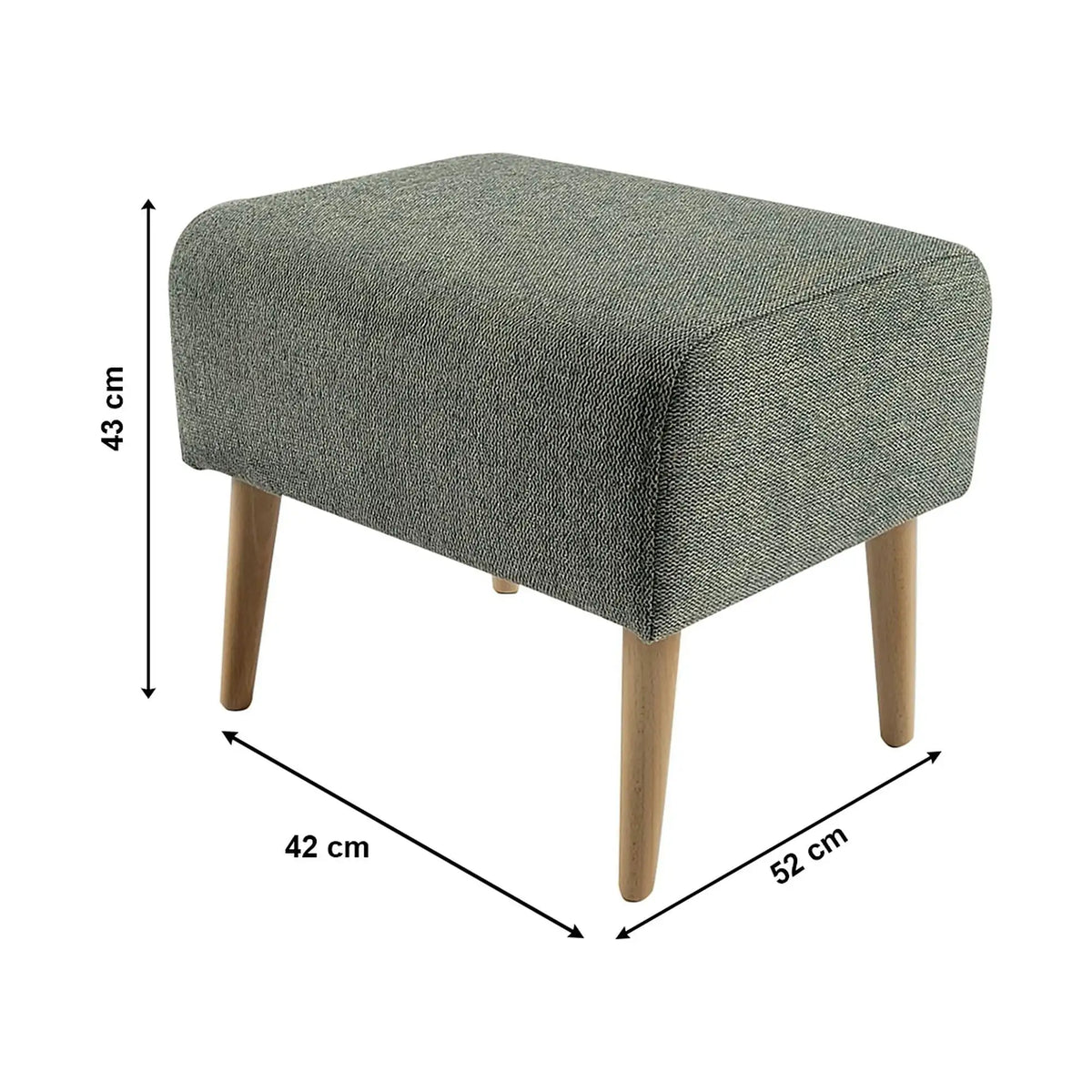 Taburet SAMY, stofa clasica verde menta, 42x52x43 cm