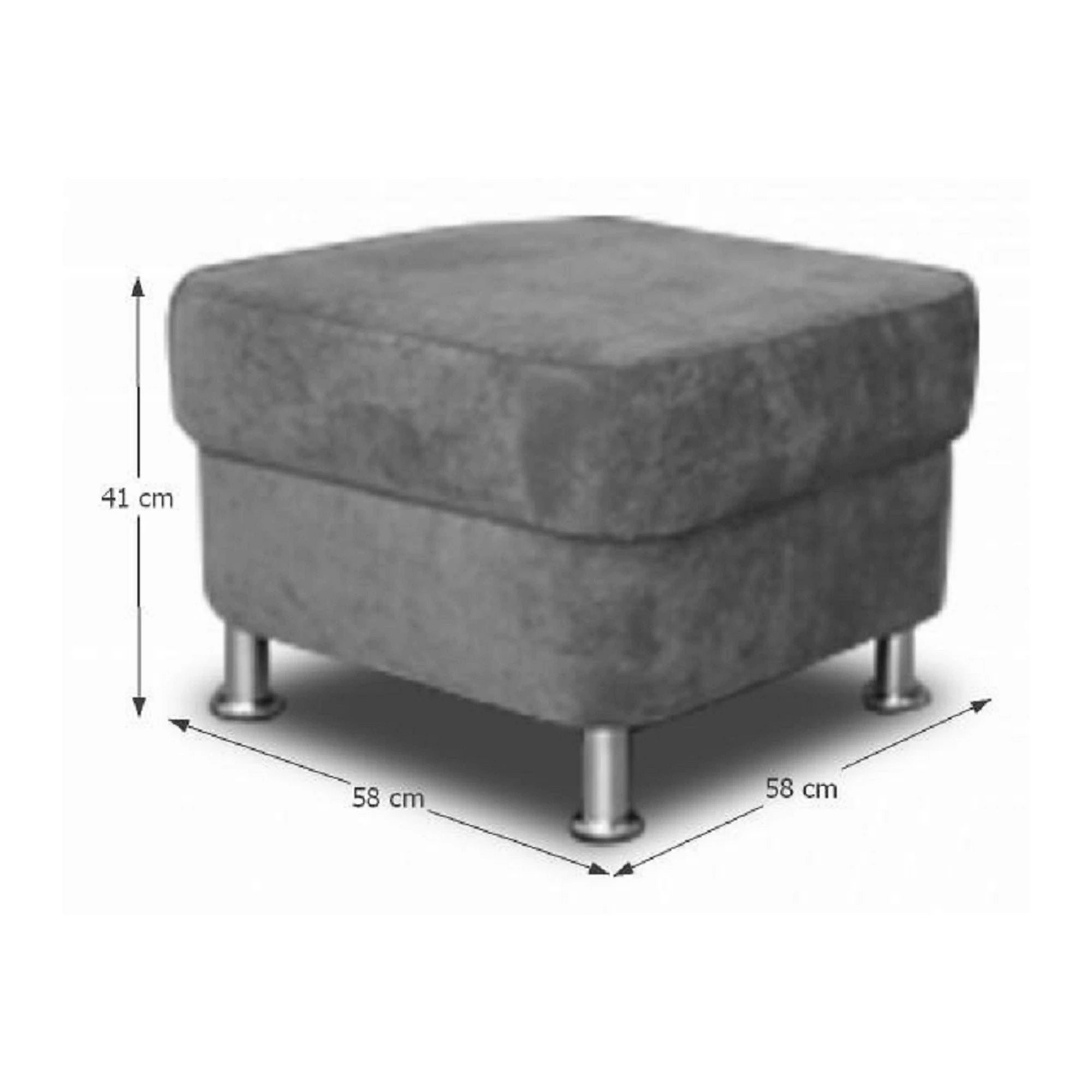 Taburet SANTIAGO, stofa catifelata gri - Matrix 17, 58x58x41 cm