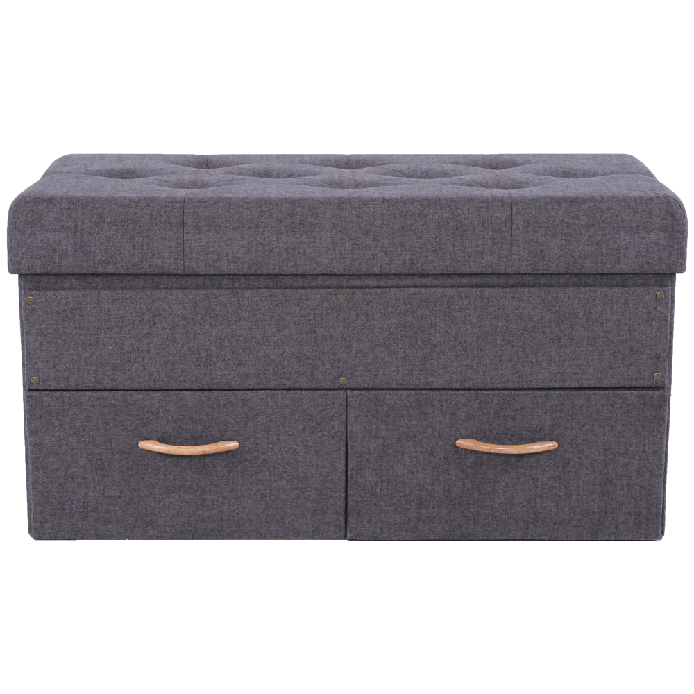 Taburet SULOT TYP 2, stofa clasica gri, cu spatiu depozitare, 84x42x43 cm