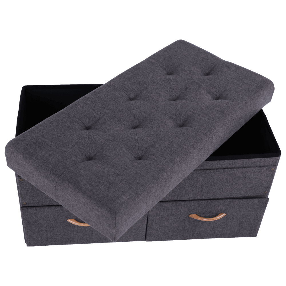 Taburet SULOT TYP 2, stofa clasica gri, cu spatiu depozitare, 84x42x43 cm