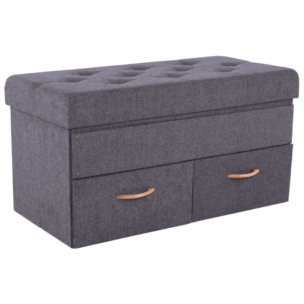 Taburet SULOT TYP 2, stofa clasica gri, cu spatiu depozitare, 84x42x43 cm