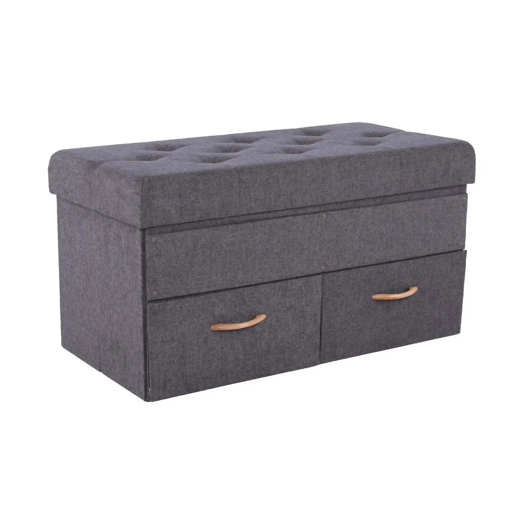Taburet SULOT TYP 2, stofa clasica gri, cu spatiu depozitare, 84x42x43 cm